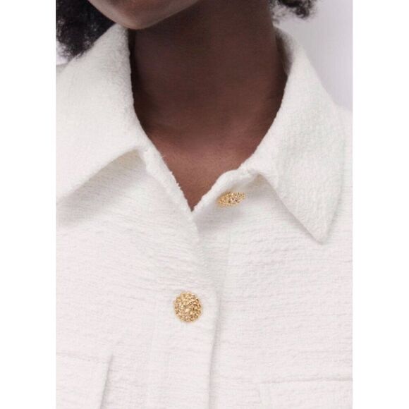 Zara White Tweed Crop Blazer XS $119 - Picture 2 of 12